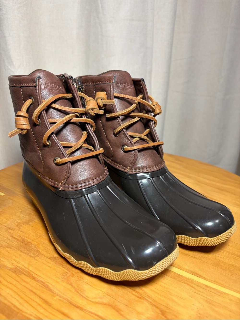 Sperry Brown and Black Duck Boots Size US 6M